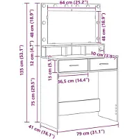 vidaXL Kaptafel Sonoma Eik 79 x 41 x 135 cm Bewerkt hout