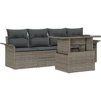 vidaXL Tuinbank Set 5 st Grijs [Synthetisch]: Poly Riet