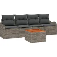 vidaXL Tuinbank Set 5 st 4-Aantal zitplaatsen Grijs poly rattan
