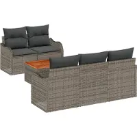 vidaXL Tuinbank Set 6 st 5-Aantal zitplaatsen Grijs poly rattan