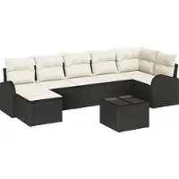 vidaXL Tuinset met 8 zitplaatsen, zwart [Synthetisch]: Polyrotan
