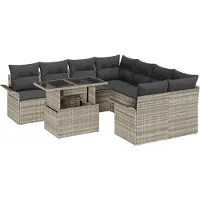 vidaXL Tuinbank Set 9 st Lichtgrijs [Synthetisch]: Poly Riet