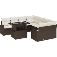 vidaXL Tuinbank Set 9 st Bruin Poly Riet