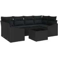 vidaXL Tuinbank Set met kussen met opslag 7 pcs Zwart 55 x 55 x 37 cm