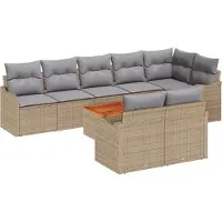 vidaXL Tuinbank Set 9 st 8-Aantal zitplaatsen Beige en Lichtgrijs