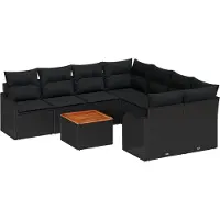vidaXL Tuinbank Set 9 st Zwart poly rattan