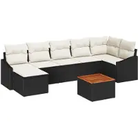 vidaXL Tuinbank Set 8 st Zwart en Crème poly rattan