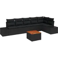 vidaXL Tuinbank Set 7 st Zwart poly rattan