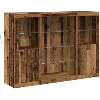 vidaXL LED Dressoir Oudhout 142,5 x 37 x 100 cm Bewerkt hout