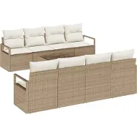 vidaXL Bankstel 7 st 6-Aantal zitplaatsen Beige en Crème poly rattan