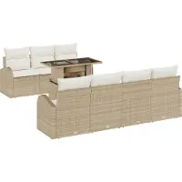 vidaXL Tuinbank Set 8 st Beige Poly Riet