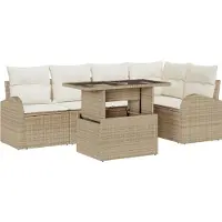vidaXL Tuinbank Set 6 st 5-Aantal zitplaatsen Beige Poly rattan