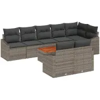 vidaXL Tuinset met 9 stukken, grijs, van polyrotan