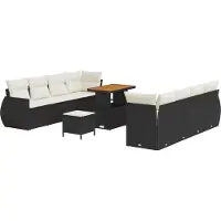 vidaXL Tuinbank Set 11 st Zwart poly rattan