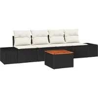vidaXL Tuinset met 5 delen, zwart en crème, van polyrotan