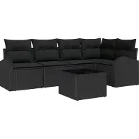 vidaXL Bankstel met kussens, zwart, polyester