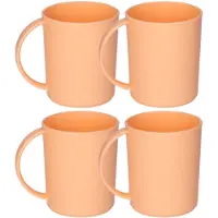 PlasticForte onbreekbare Drinkbekers - 12x - kunststof - 350 ml - oranje - kinderen - camping- mokken