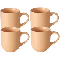 Boltze Koffiemokken Paris - 4x stuks - Keramiek - pastel oranje - 300 ml - 8 x 10 cm