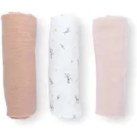 Doomoo Lovely - Set van 3 babydoeken - Biologisch katoen - Superzacht en multifunctioneel - Flower Pink (3 stuks)