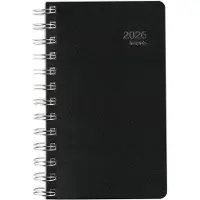 Brepols bureau agenda 2026 - BUILDING [0.414] - RECYCLED PP - Bureau agenda - 1 dag op 1 pagina - Dagoverzicht - Wire-O - Zwart - 10 x 16.5 cm