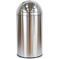 BRASQ Push Bin Prullenbak RVS Vuilnisbak met uitneembare afvalemmer 30 liter - Afvalbak - Prullenbakken