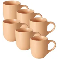 Boltze Koffiemokken Paris - 8x stuks - Keramiek - pastel oranje - 300 ml - 8 x 10 cm