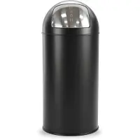 BRASQ Push Bin Prullenbak Zwart Vuilnisbak met uitneembare afvalemmer 30 liter - Afvalbak - Prullenbakken