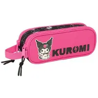 Hello Kitty Pennenetui met 2 vakken Kuromi Zwart Fuchsia 21 x 8 x 6 cm