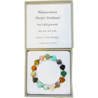 Een Wens Natuurstenen Hartjes Elastische Armband in Geschenkdoos