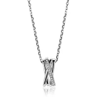 Zinzi zilveren ketting 42–45cm met luxe cross-over hanger (16mm) bezet met witte zirkonia's ZIC1790