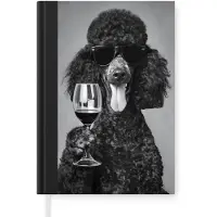 MuchoWow Notitieboek - Schrijfboek - Hond - Krullen - Zonnebril - Wijn - Notitieboekje klein - A5 formaat - Schrijfblok