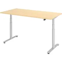 Hammerbacher Bureau XDLR elektrisch in hoogte verstelbaar 160 x 80 Esdoorn - Zilver