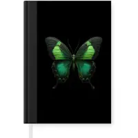 MuchoWow Notitieboek - Schrijfboek - Vlinder - Groen - Opvallend - Notitieboekje klein - A5 formaat - Schrijfblok