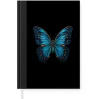 MuchoWow Notitieboek - Schrijfboek - Vlinder - Blauw - Contrast - Notitieboekje klein - A5 formaat - Schrijfblok