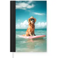 MuchoWow Notitieboek - Schrijfboek - Zeewater - Hond - Golden retriever - Zonnebril - Notitieboekje klein - A5 formaat - Schrijfblok