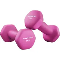 Songmics Hexagon dumbbells voor thuis met neopreen coating, Roze / 2 x 1 kg