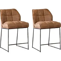 Bronx71 Industriële barkruk Abel cognac 70 cm - barkrukken set van 2 - barstoel