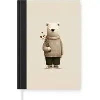MuchoWow Notitieboek - Schrijfboek - Knuffelbeer - Oranje bloemen - Vriendelijk - Notitieboekje klein - A5 formaat - Schrijfblok