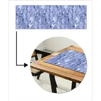 MuchoWow Tafelloper 150x50 cm - Tafelmat vinyl Blauw - Verf - Marmer print - Patronen - Tafeldecoratie - Tafelversiering - Keuken decoratie - Tafel versiering