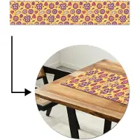 MuchoWow Tafelloper 200x40 cm - Tafelmat vinyl Patroon - Bloemen - Paars - Oranje - Tafeldecoratie - Tafelversiering - Keuken decoratie - Tafel versiering