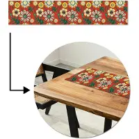MuchoWow Tafelloper 150x30 cm - Tafelmat vinyl Design - Bloemen - Hippie - Retro - Tafeldecoratie - Tafelversiering - Keuken decoratie - Tafel versiering