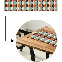MuchoWow Tafelloper 200x40 cm - Tafelmat vinyl Retro - Cirkel - Design - Tafeldecoratie - Tafelversiering - Keuken decoratie - Tafel versiering