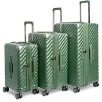 Carryon Trunk Kofferset – 3-delig – Harde Trolley – TSA-slot – 4 Wielen – Met Expander – Groen