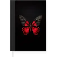 MuchoWow Notitieboek - Schrijfboek - Vlinder - Rood - Contrast - Notitieboekje klein - A5 formaat - Schrijfblok