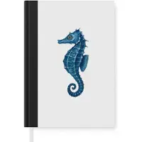 MuchoWow Notitieboek - Schrijfboek - Zeepaardje - Staart - Blauw - Notitieboekje klein - A5 formaat - Schrijfblok