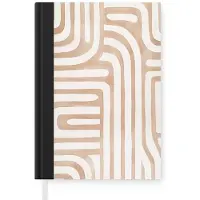 MuchoWow Notitieboek - Schrijfboek - Aardetinten - Labyrintpatroon - Notitieboekje klein - A5 formaat - Schrijfblok