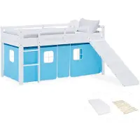 Homestyle4u Hoogslaper - 90x200 cm - Blauw - met lattenbodem en matras