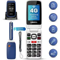 Uniwa Senioren Telefoon 4G Klaptelefoon - Grote Toetsen - SOS Noodknop - Simlockvrij GSM - Eenvoudige Mobiele Telefoon - 128 MB