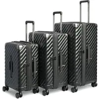 Carryon Trunk Kofferset – 3-delig – Harde Trolley – TSA-slot – 4 Wielen – Met Expander – Zwart