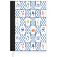 MuchoWow Notitieboek - Schrijfboek - Zee - Sfeer- Mozaïek - Blauw - Notitieboekje klein - A5 formaat - Schrijfblok